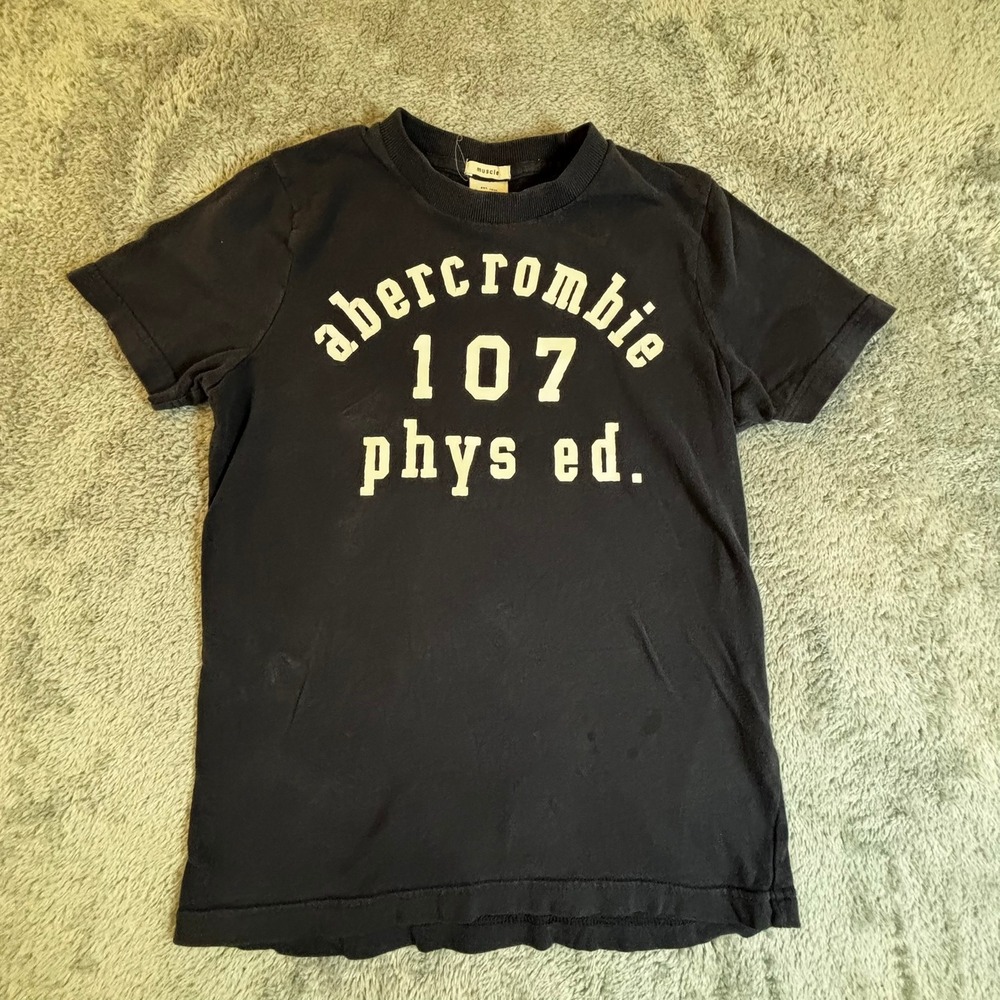 Abercrombie Kids Boys Navy Blue Muscle Phys Ed Graphic T-Shirt Size Large L